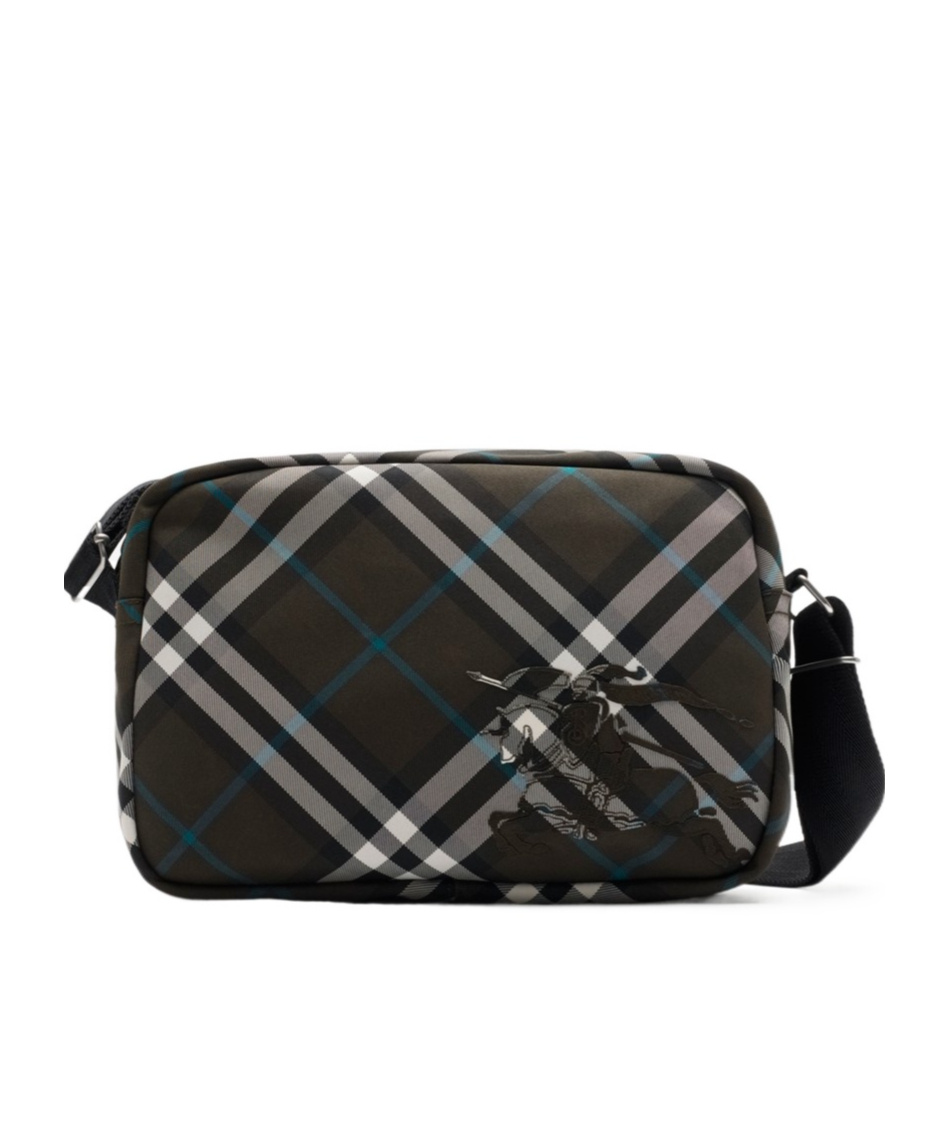 Burberry Checked Messenger Bag In Black