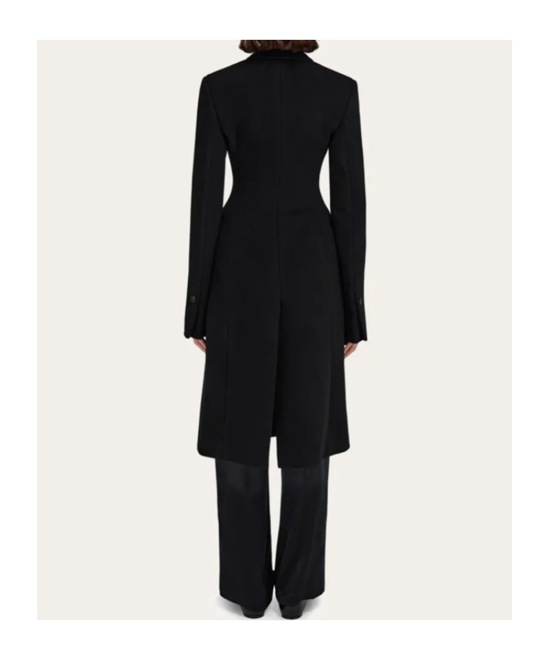 Ferragamo Flap-pocket Single-breasted Coat In Black