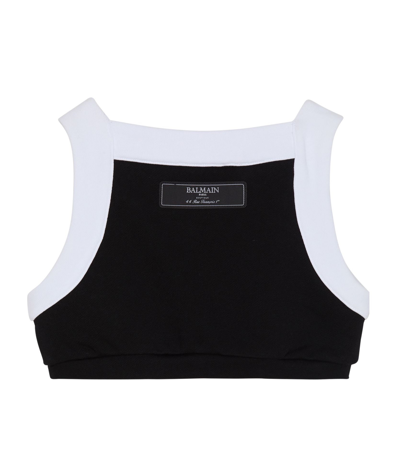 Balmain Button Two-color Top In Black