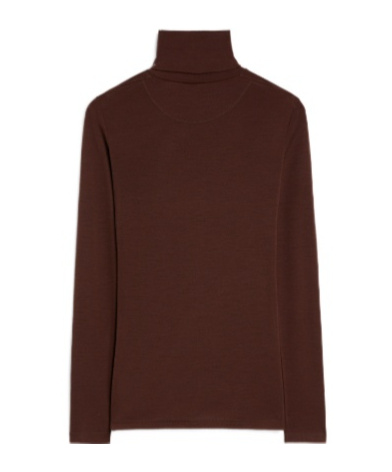 Jil Sander Brown Lightweight Wool Blend High-neck T-shirt In Brown