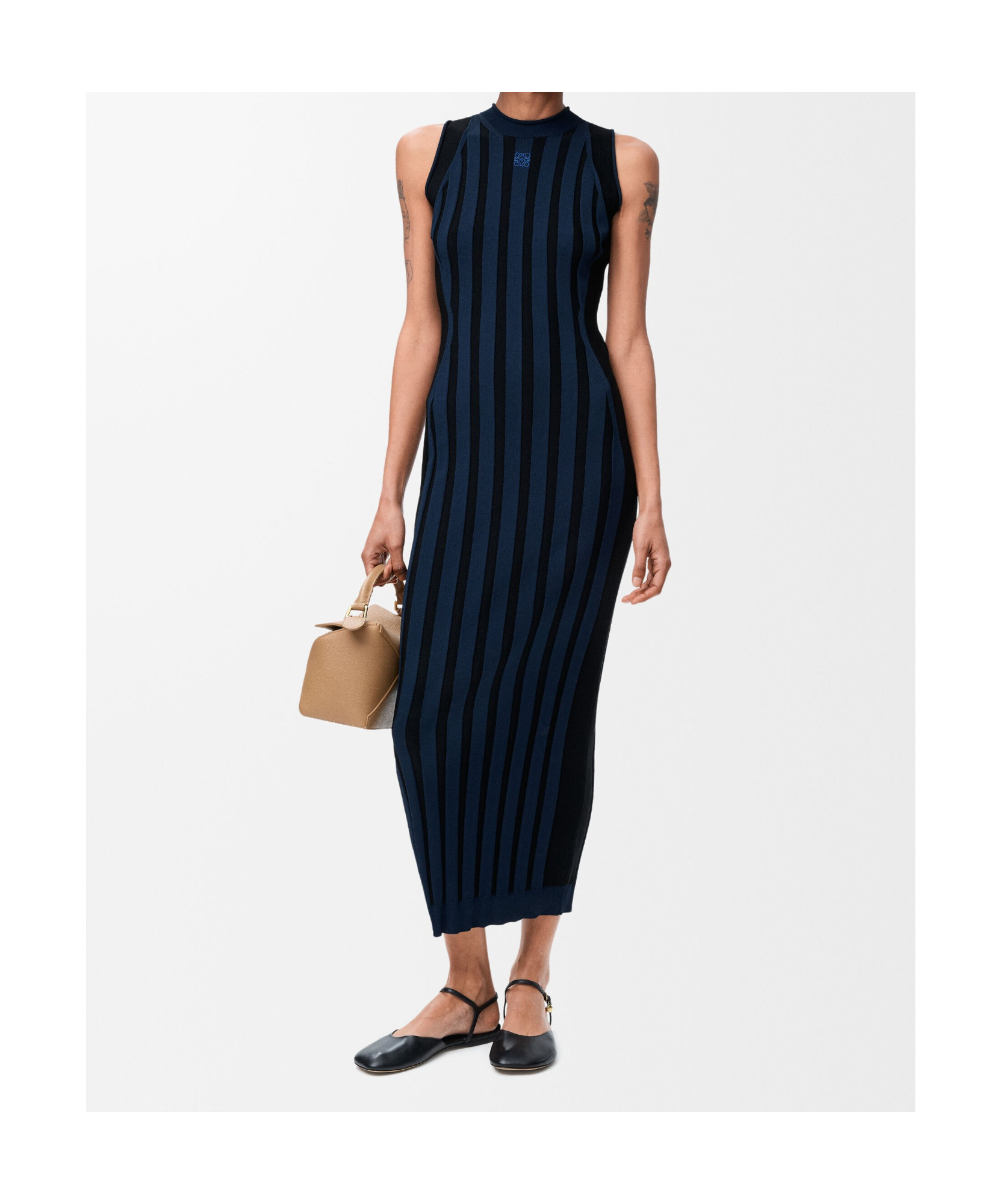 Loewe Dress In Stretch Viscose Blend In Black