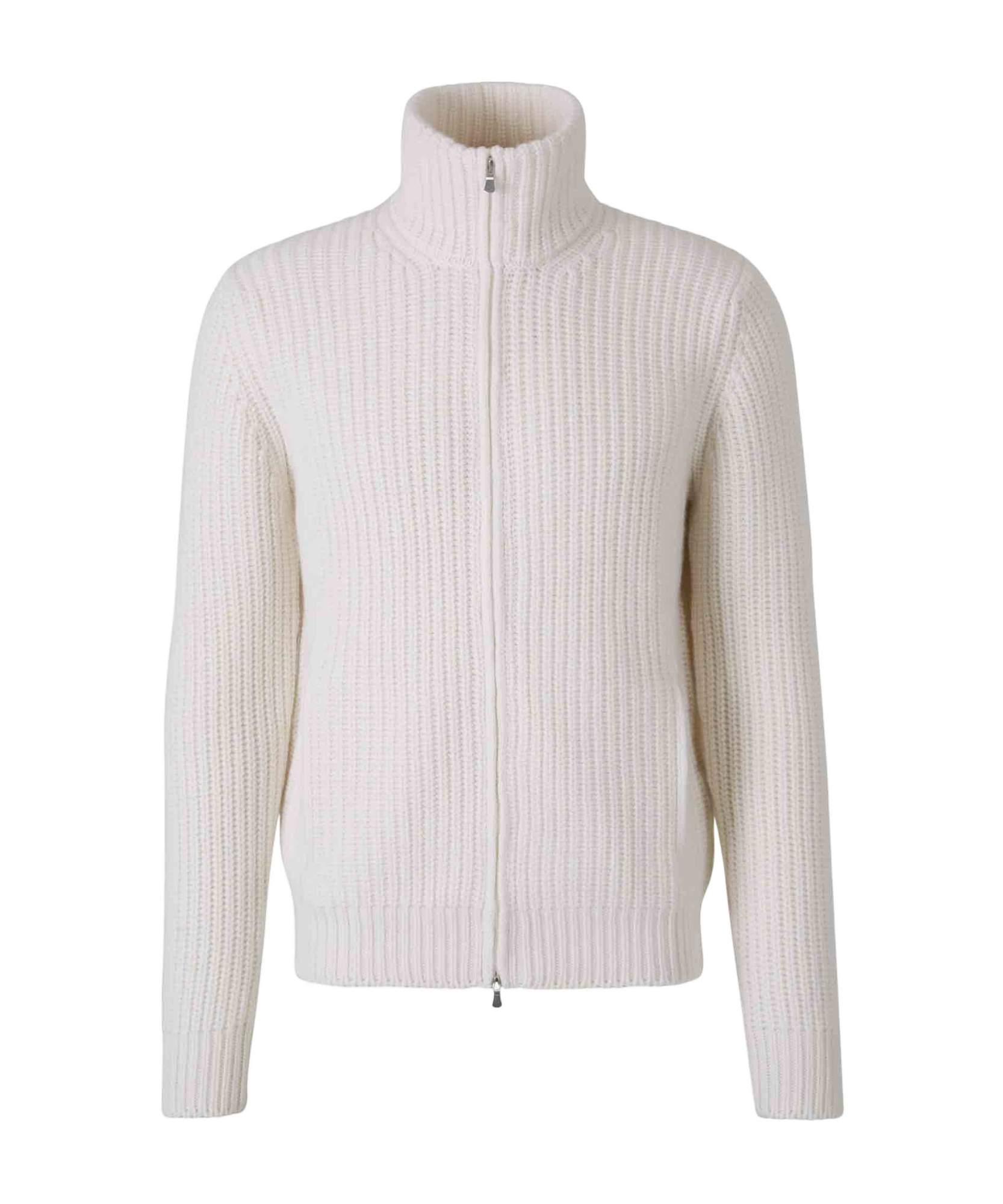 Gran Sasso Zip-fastening Ribbed Cardigan In White