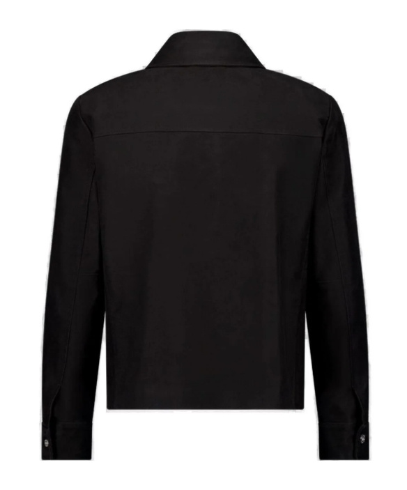 Ferragamo Logo Plaque Zipped Jacket In Black