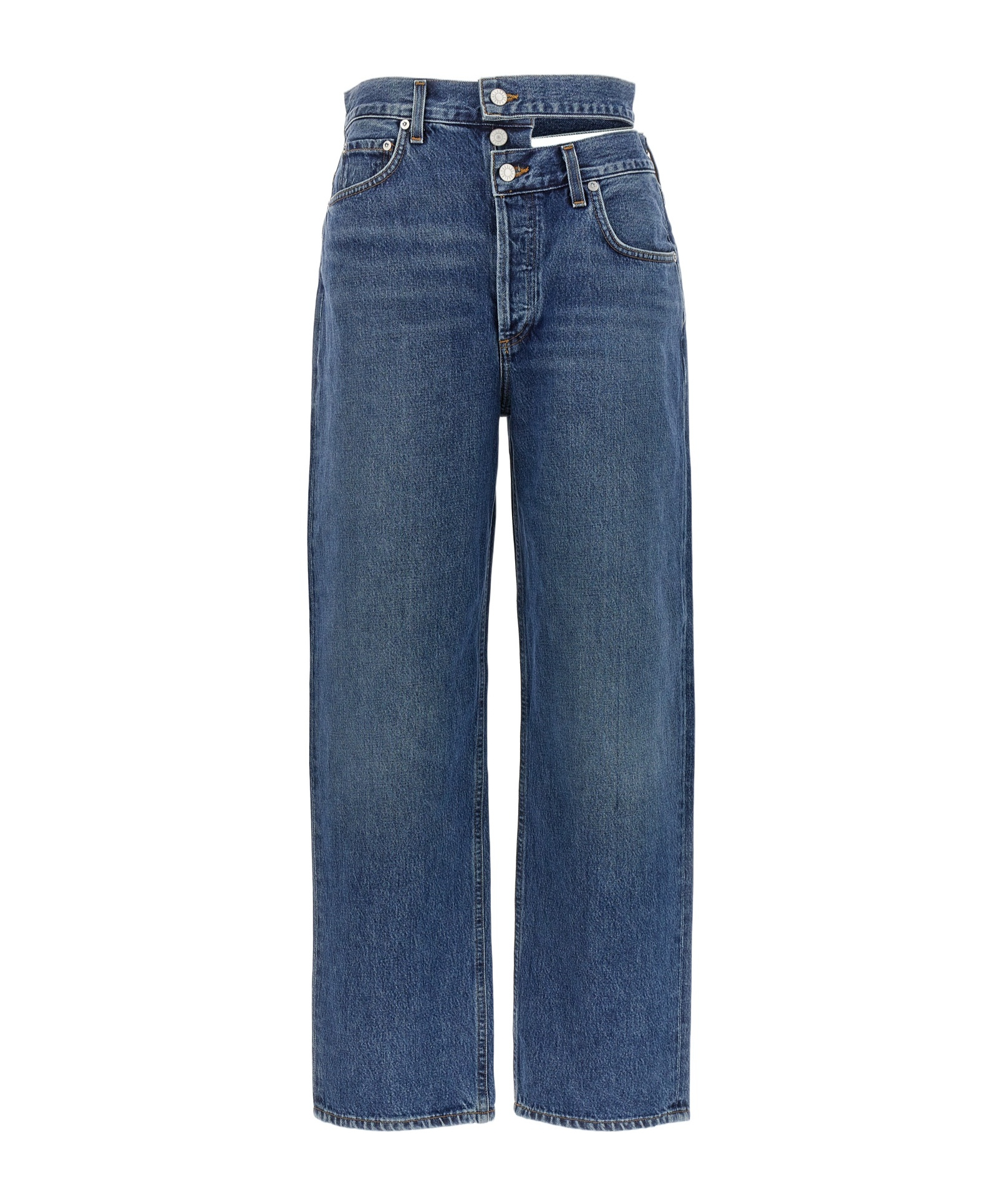 Agolde High Waist Denim Trousers In Blue