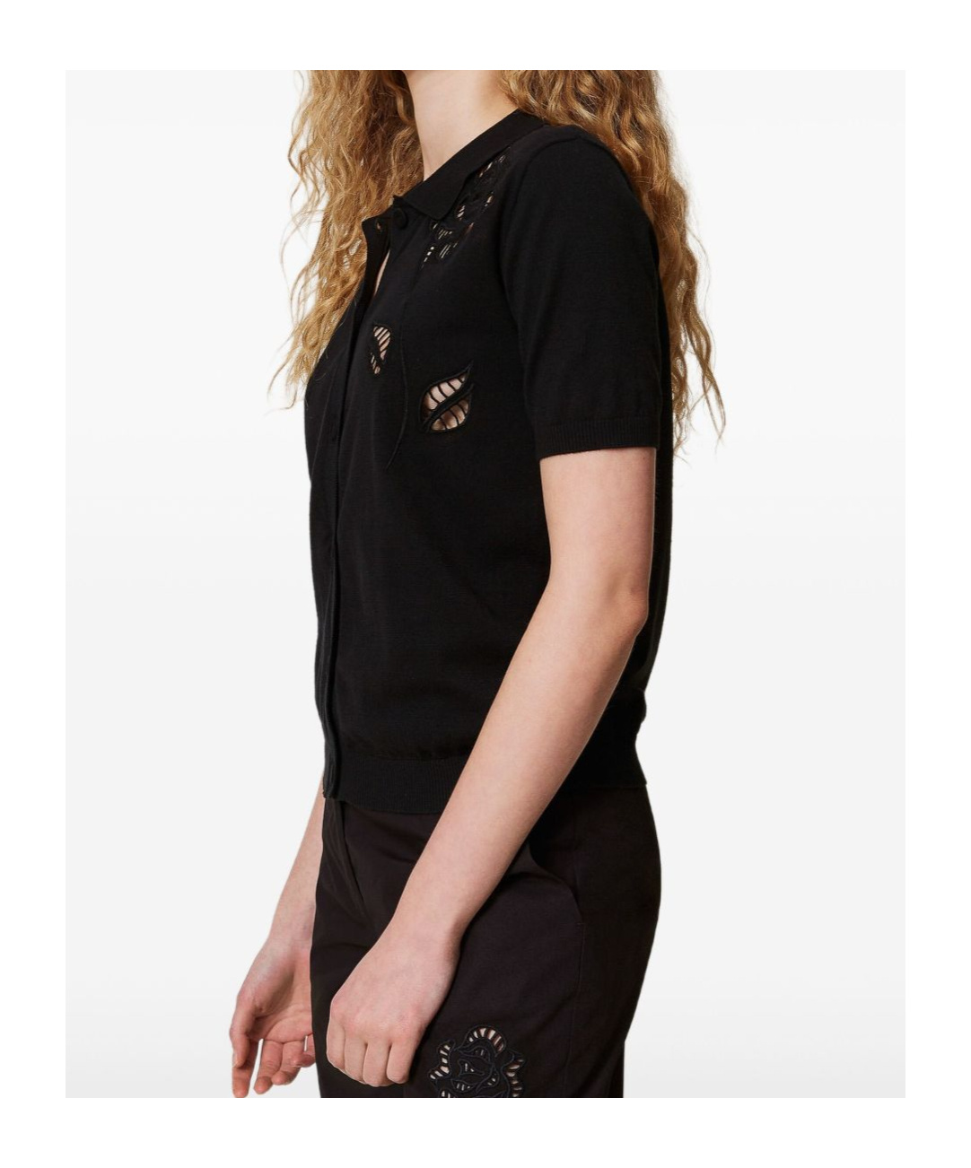 Twinset Twin-set Short Sleeve Shirt With Broderie-anglaise Detailing