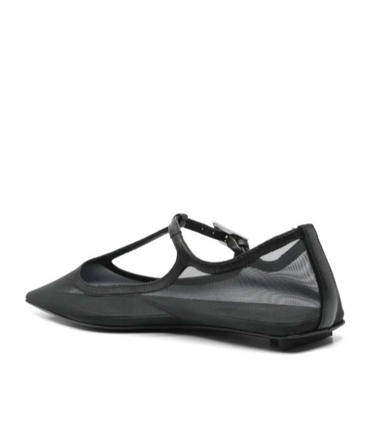 Attico Square Toe Flats In Black