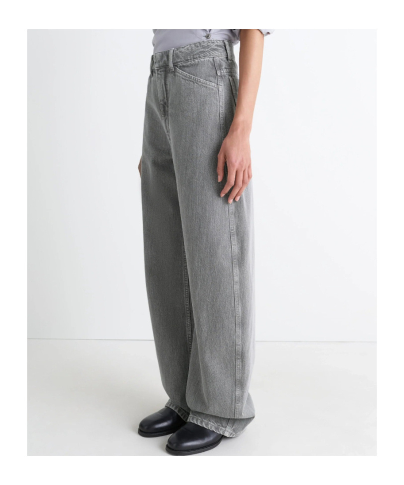 Lemaire High Waisted Curved Pants Clothing In Gray