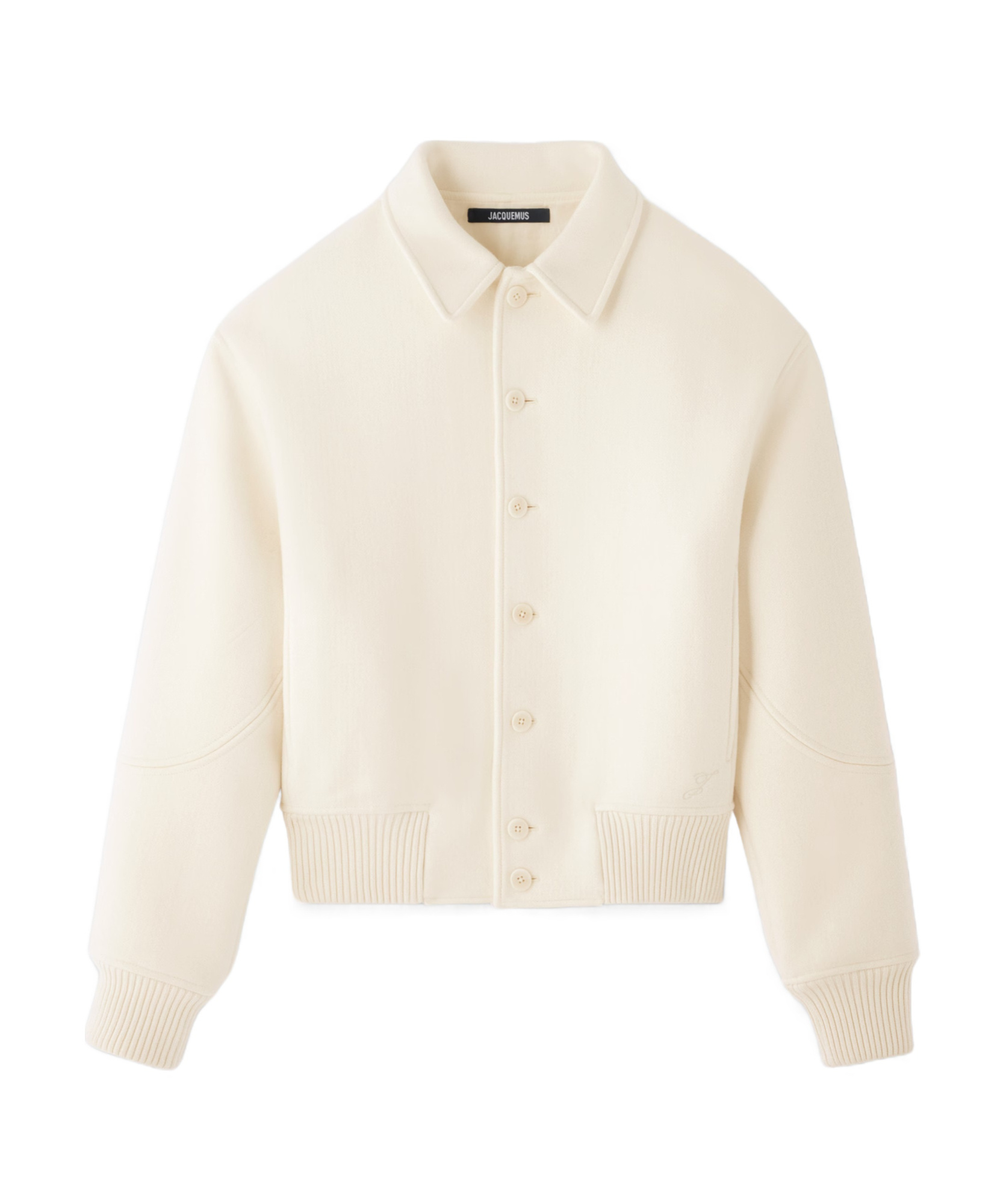 Jacquemus Felt Wool Bomber Jacket In White