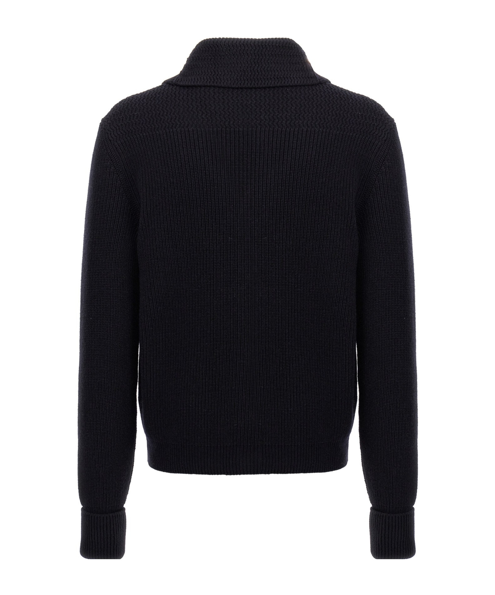 Tom Ford Cashmere Knit Sweater With Buffalo Horn Buttons And Shawl Collar In Black