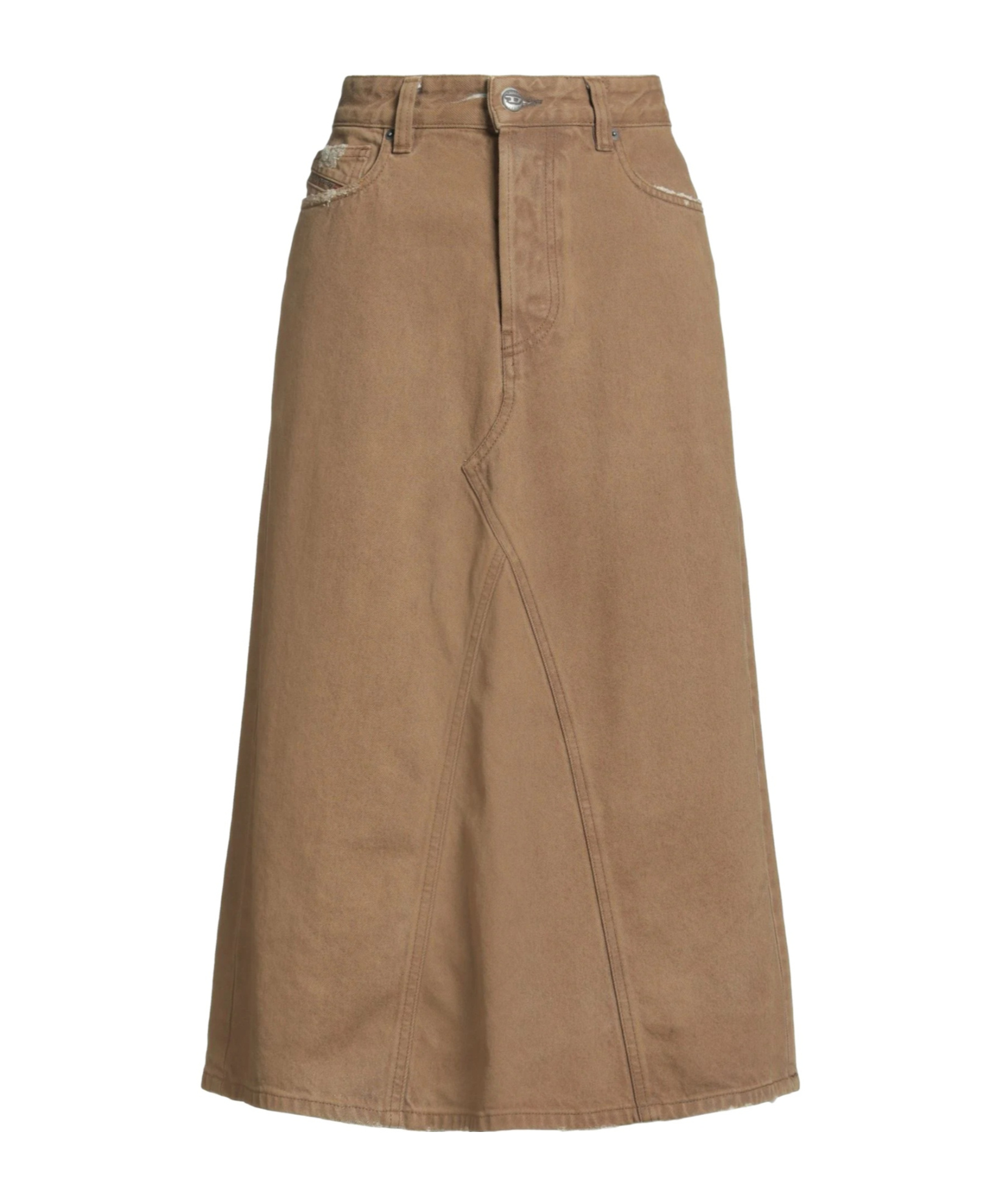 Diesel Solid Color Denim Mini Skirt In Brown