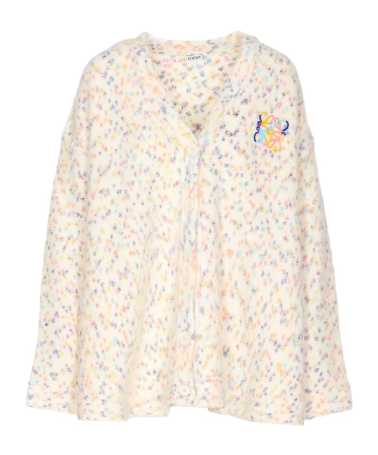 Loewe Anagram V-neck Trapeze Cardigan In White