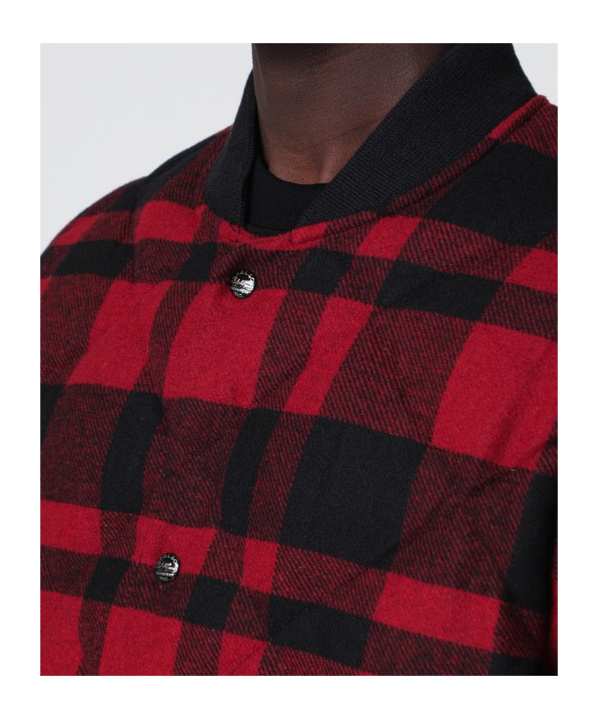 Ralph Lauren Quilted Checked Bomber Jacket With Ribbed Cuffs In Red