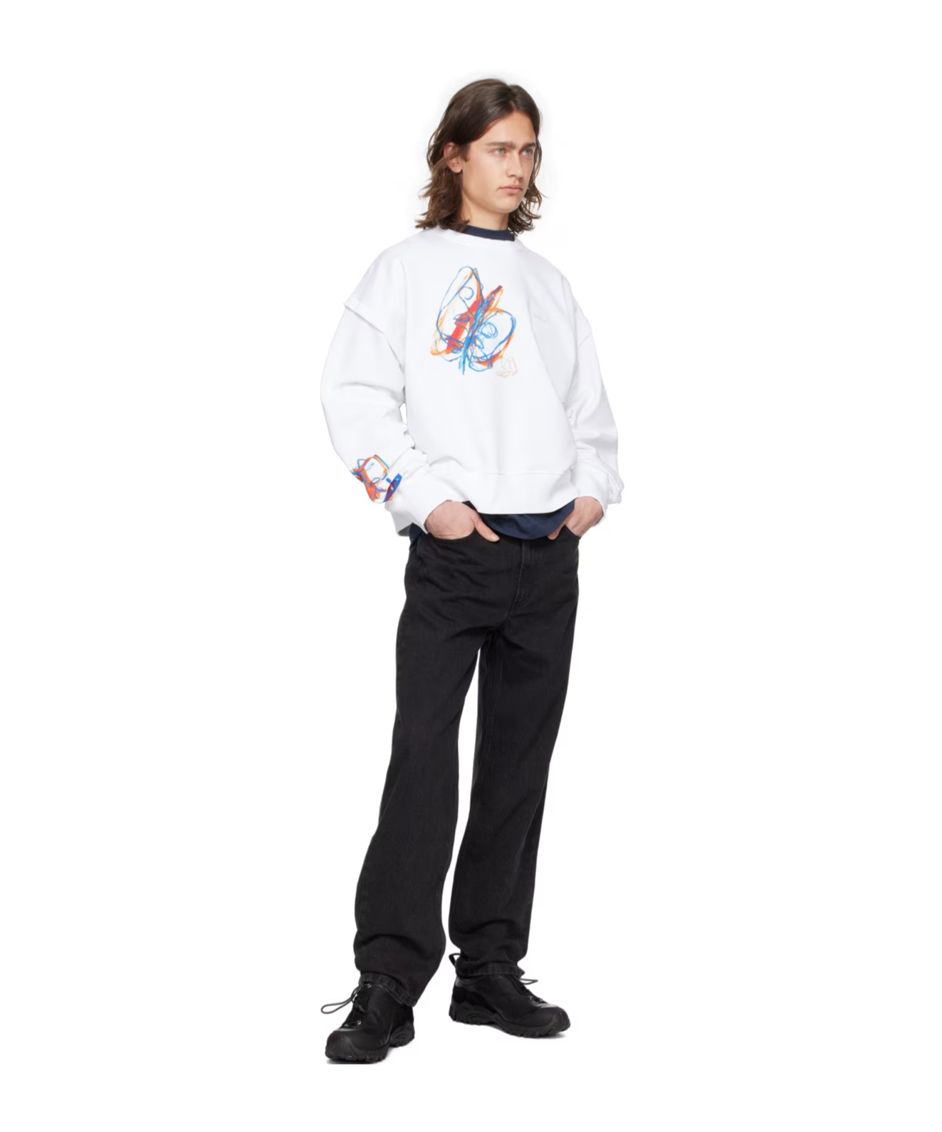 Etudes Studio Pattern Printed Long-sleeved Hoodie In White