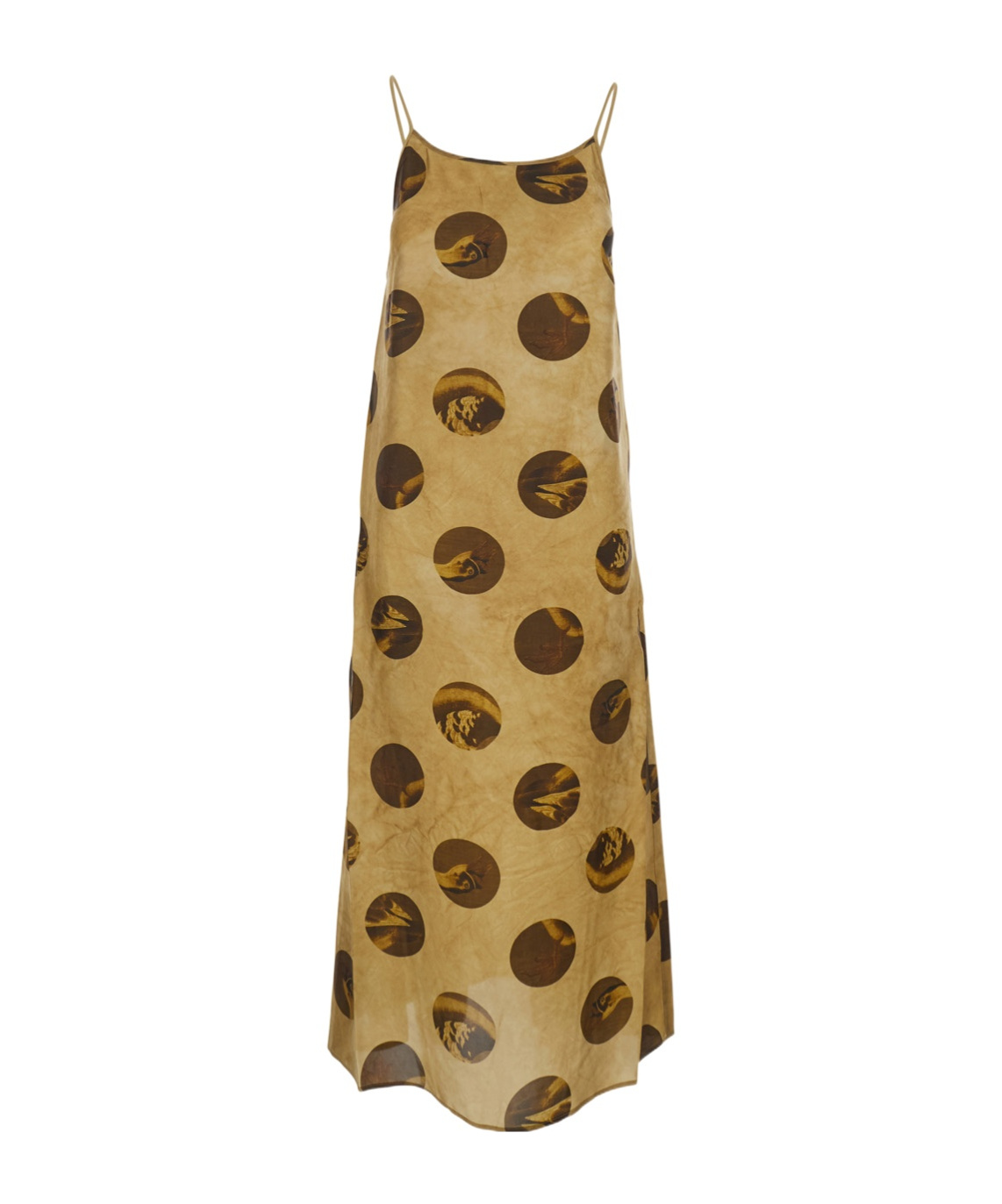 Uma Wang Anaya Brown Sleeveless Dress With Round Neck And All-over Motif In Viscose Blend Woman In Brown