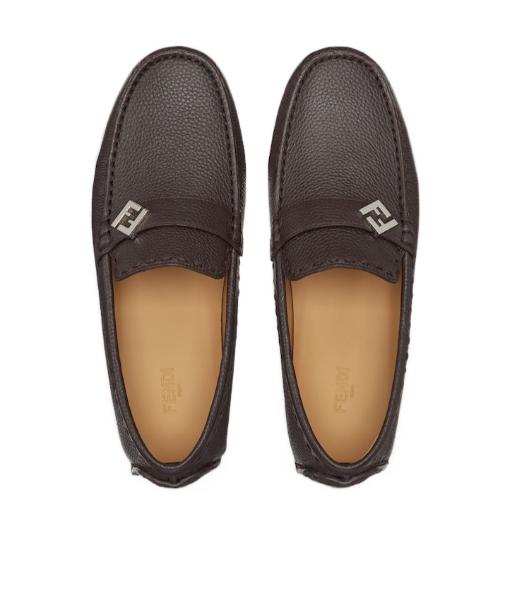 Fendi Ff-detail Leather Loafers In Black