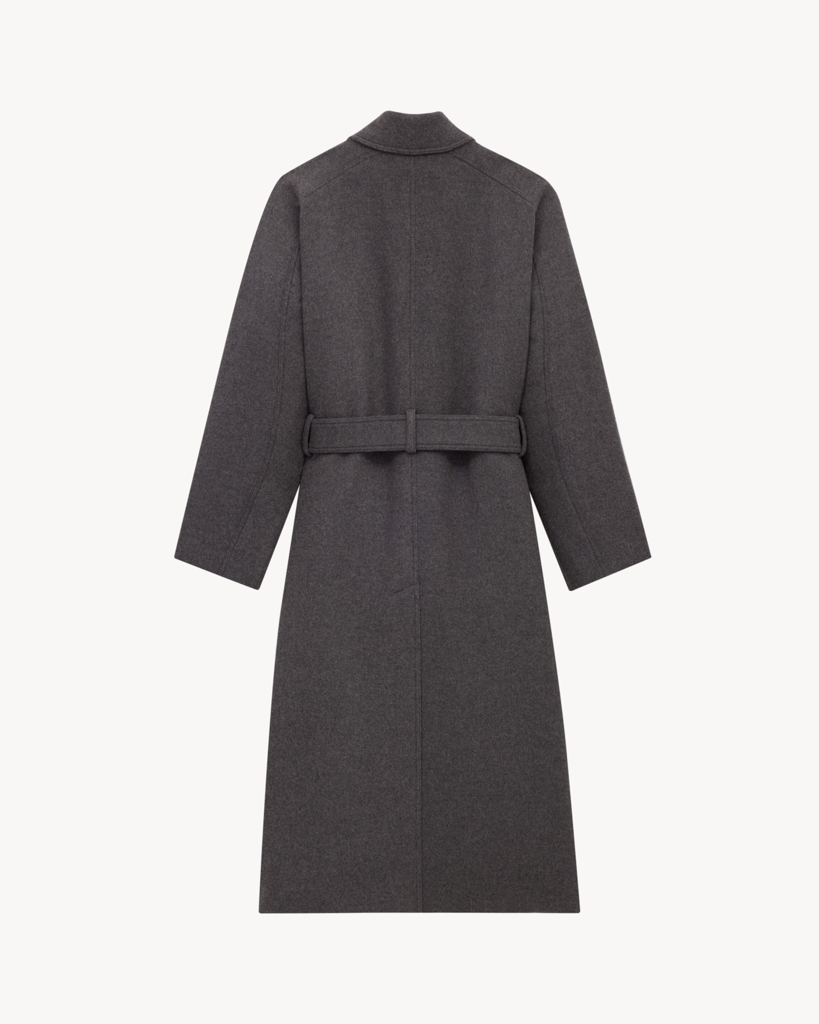 Saint Laurent Long Coat In Cashmere In Gray