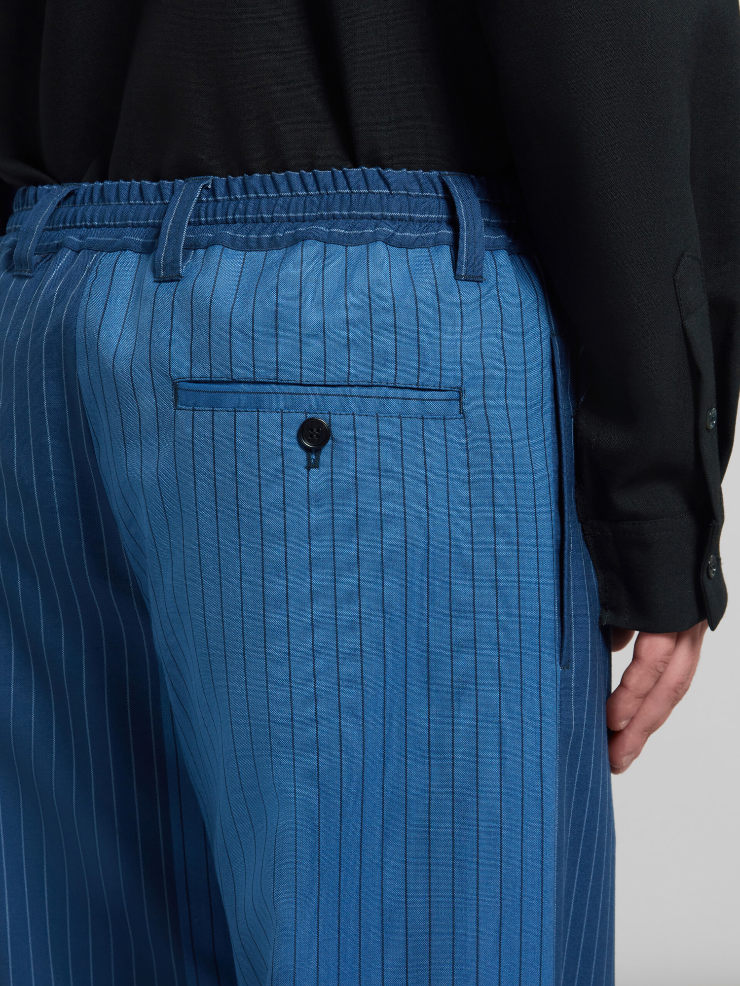 Marni Colour-block Pinstripe Pattern Trousers In Blue