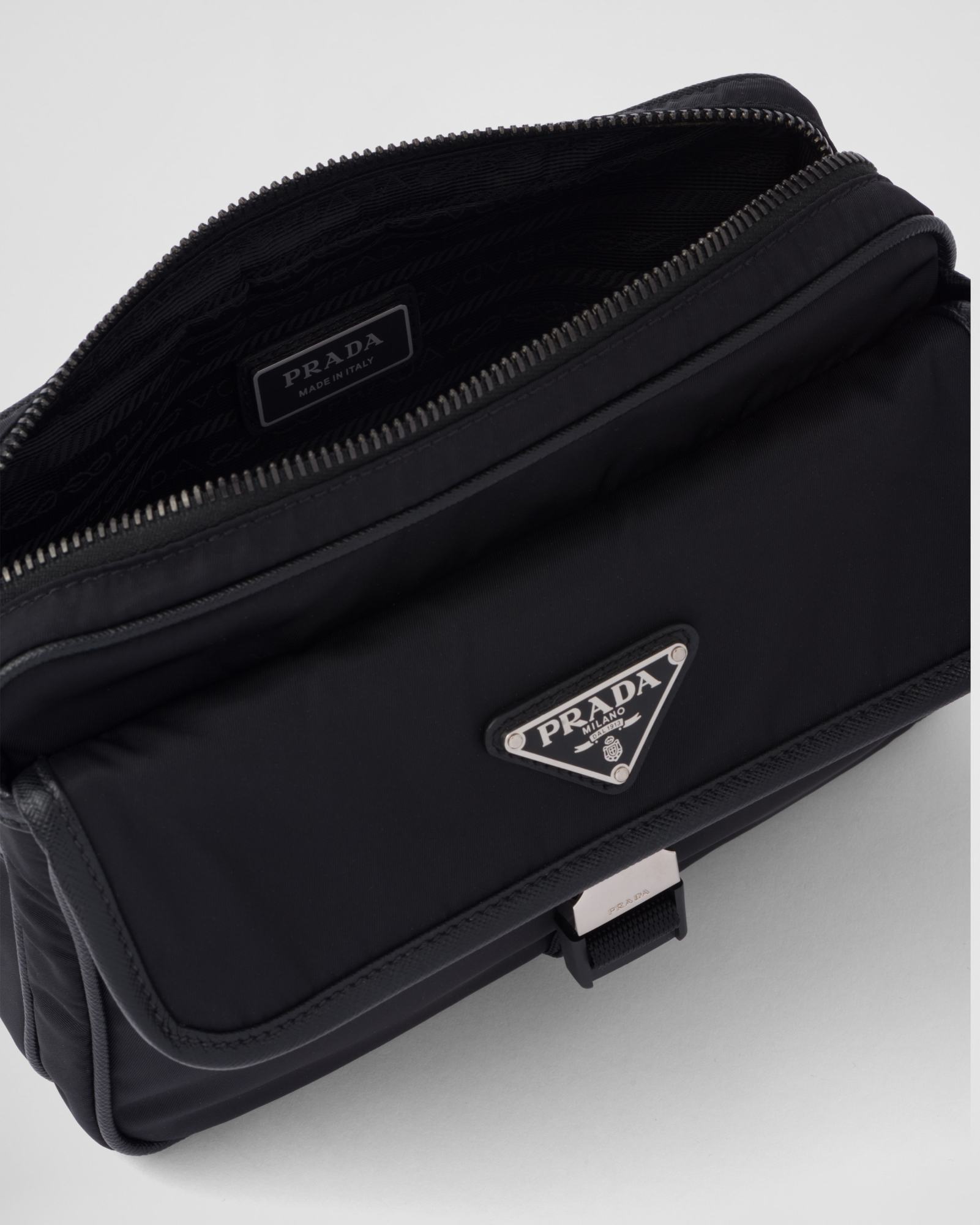 Prada Shoulder Bag In Re-nylon And Saffiano In Black