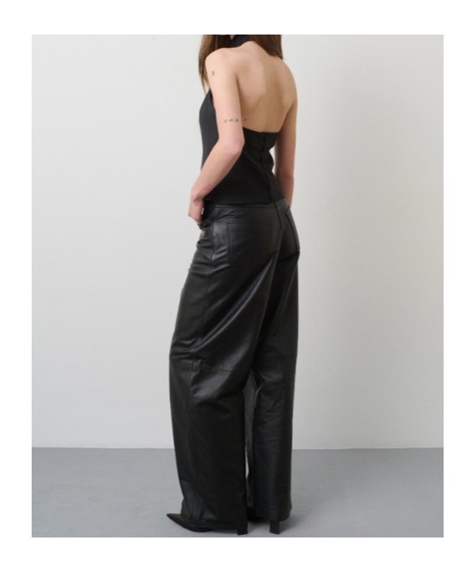 Remain Birger Christensen Sheepskin Panelled Straight-leg Trousers In Black
