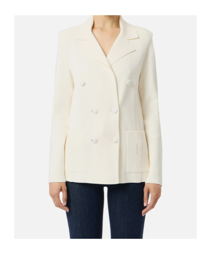 Elisabetta Franchi Knit Jacket In White