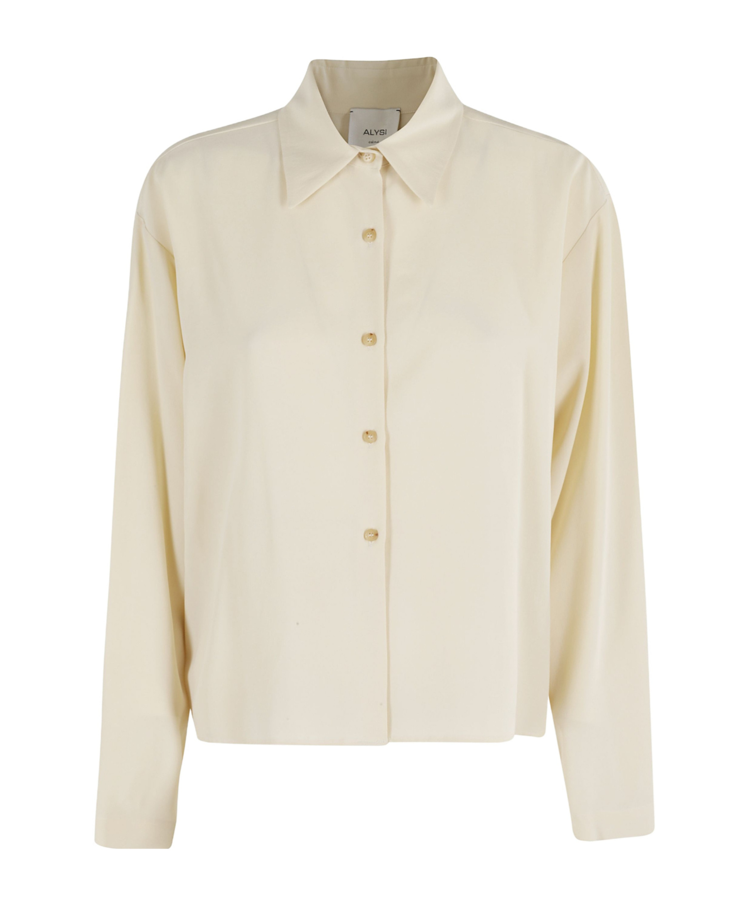 Alysi Butter Silk Shirt With Classic Collar And Boxy Silhouette In White