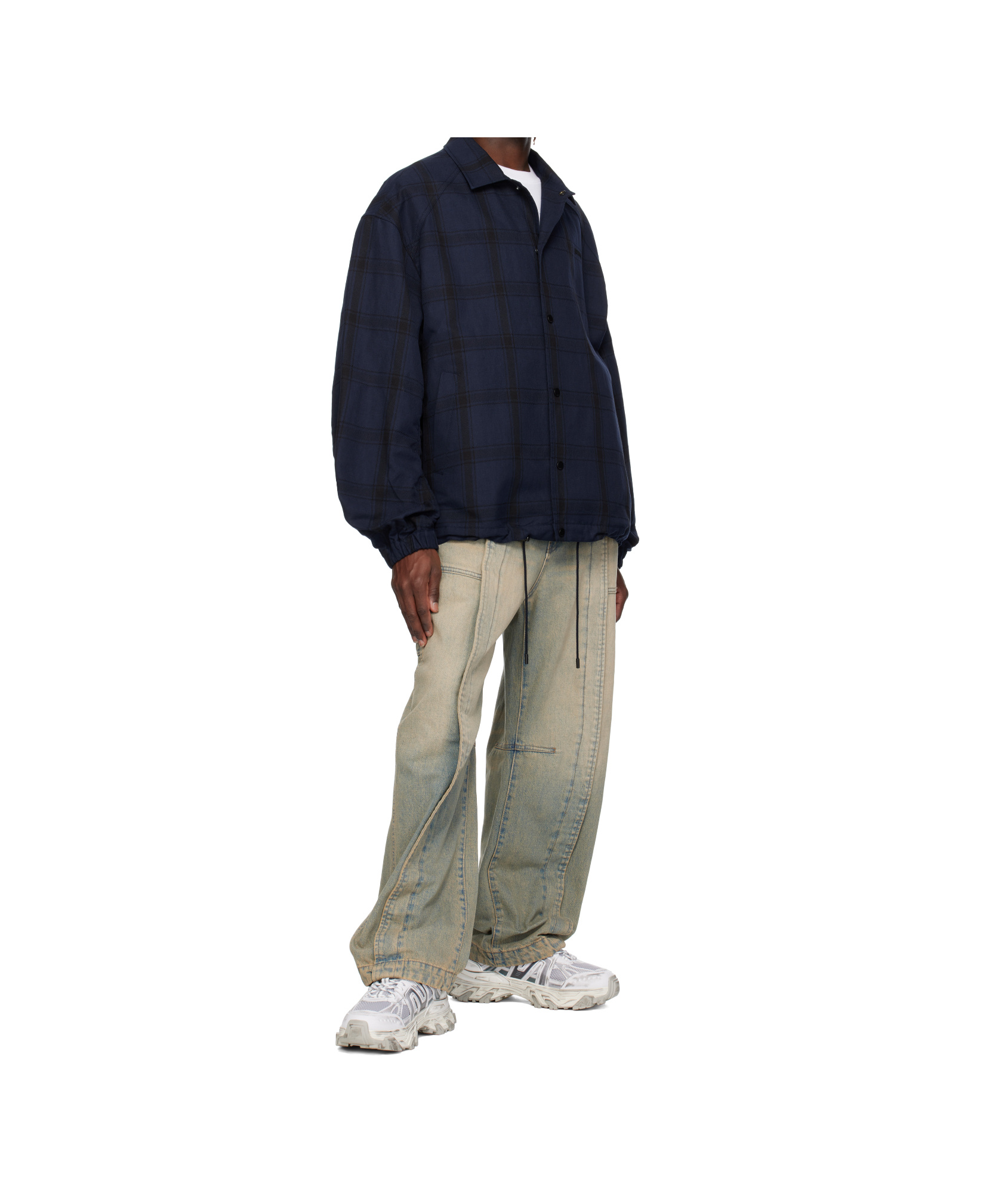 Juunj Core Check Overshirt In Black