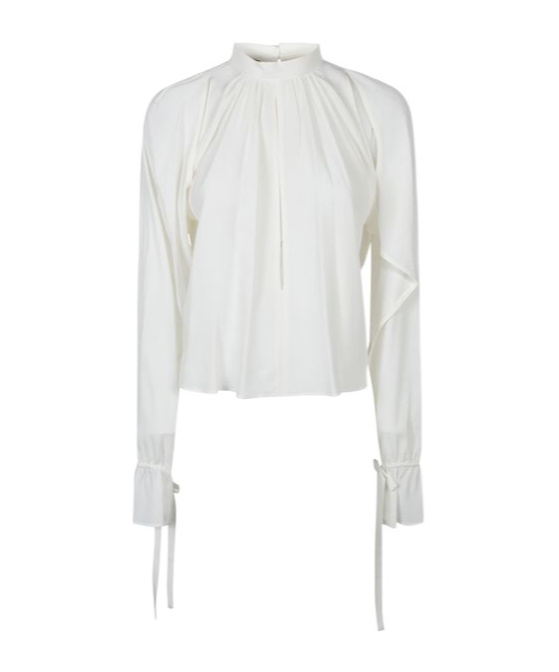 Pinko Flowing Blouse In Silk Blend In White