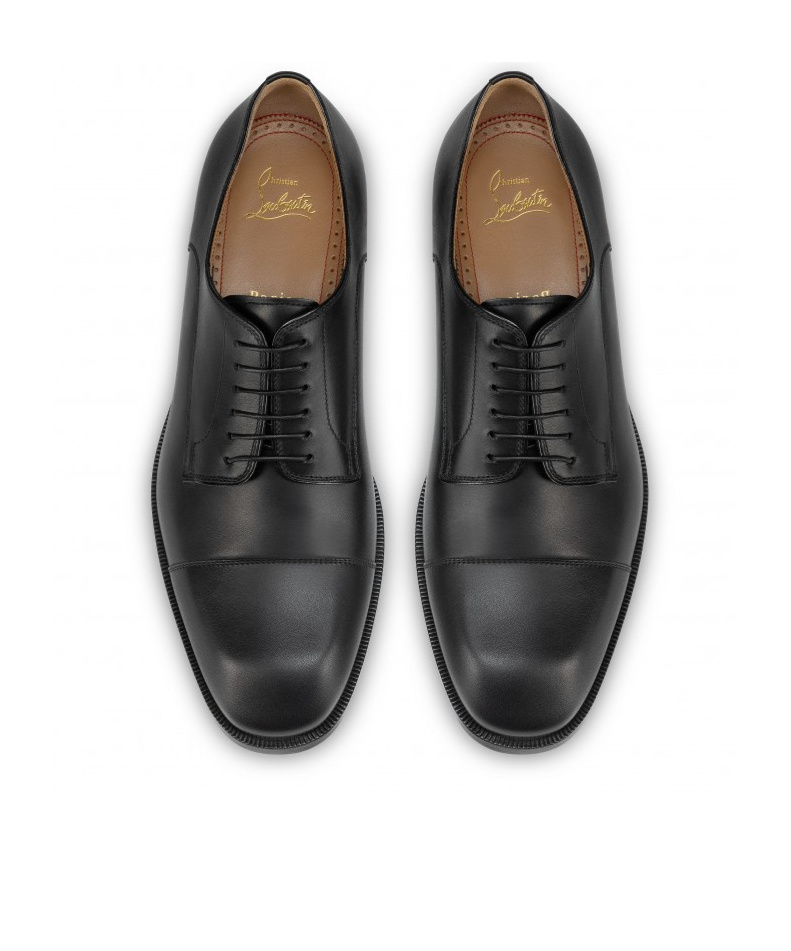 Christian Louboutin Cortomale Leather Derby Shoes In Black
