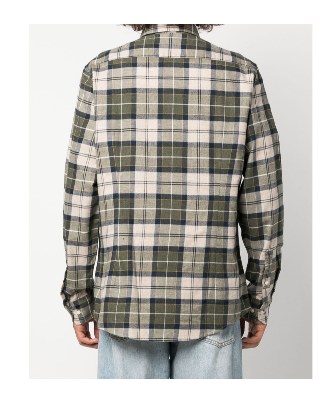 Barbour Checkered Collared Long In Nude