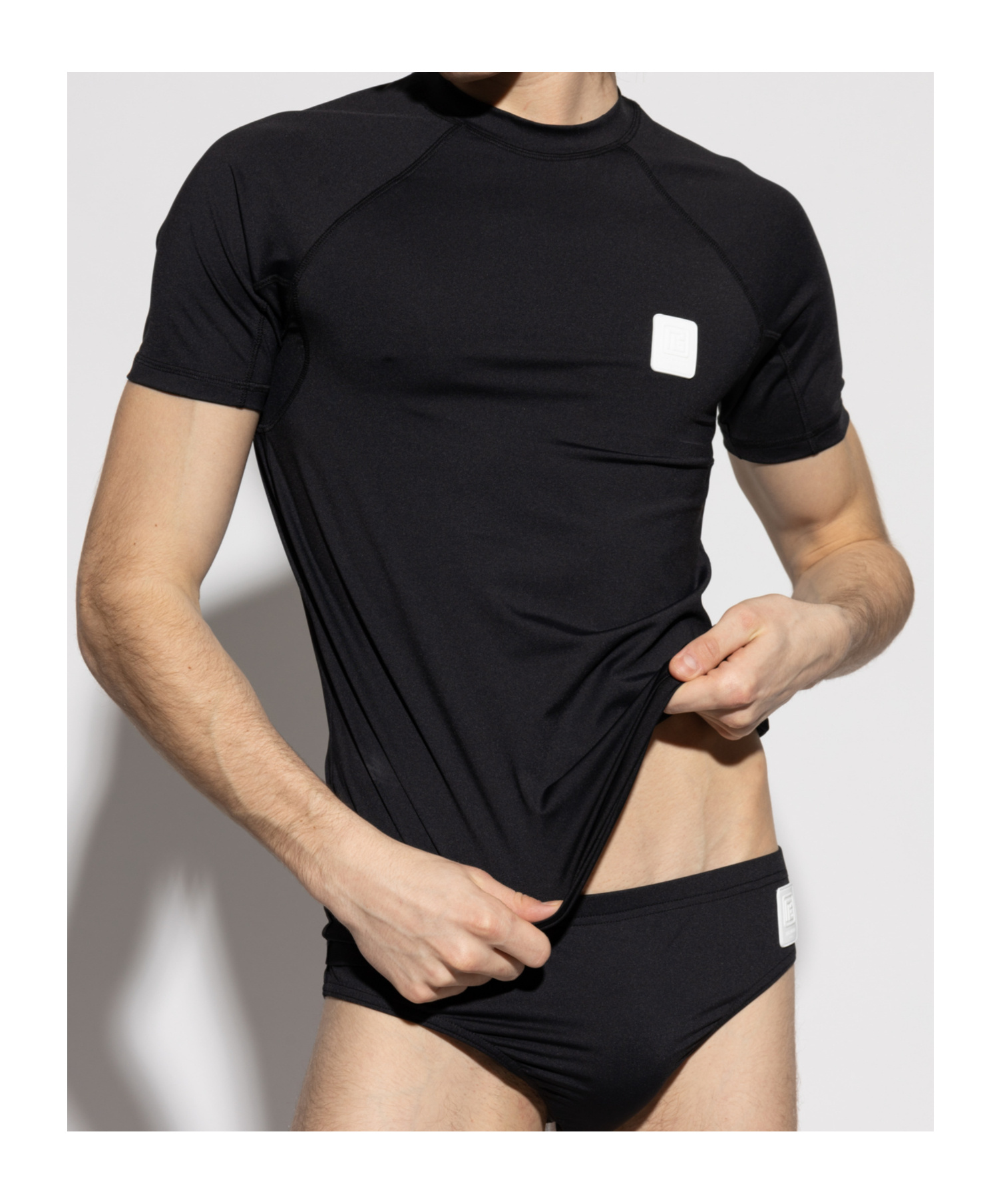 Shop Balmain Logo-patch T-shirt In Black