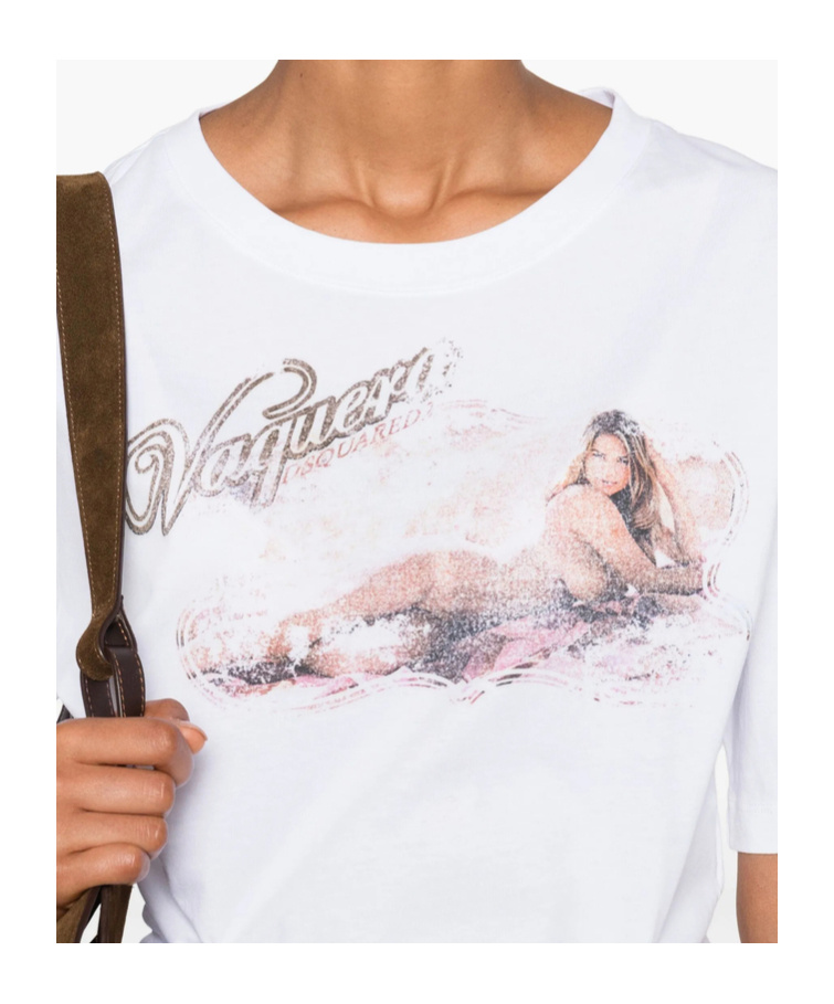 Dsquared2 Logo Cotton T Shirt In White