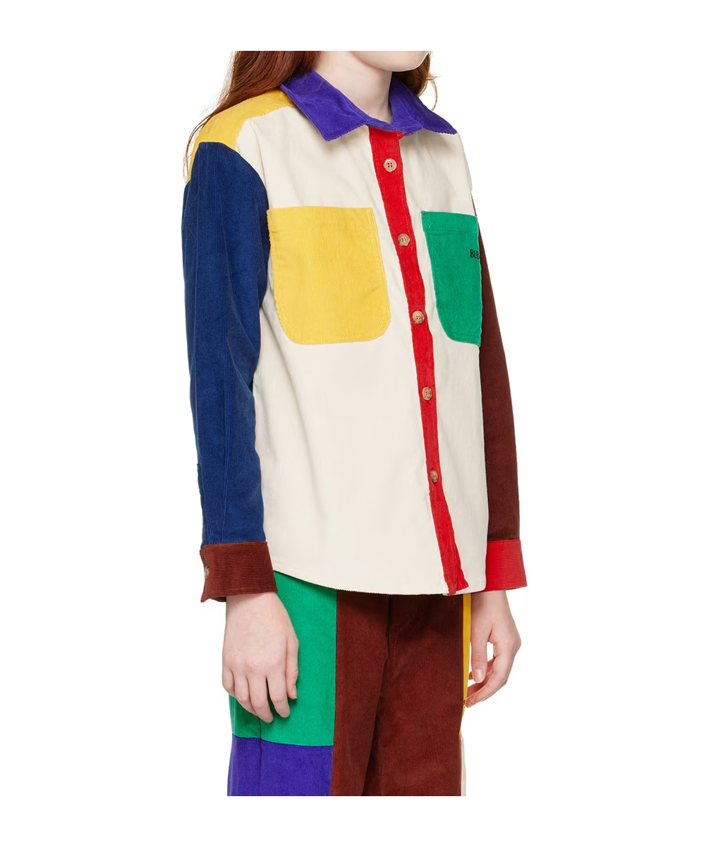 Bobo Choses Kids Multicolor 'bobo' Square Embroidery Color Block Shirt In Multi