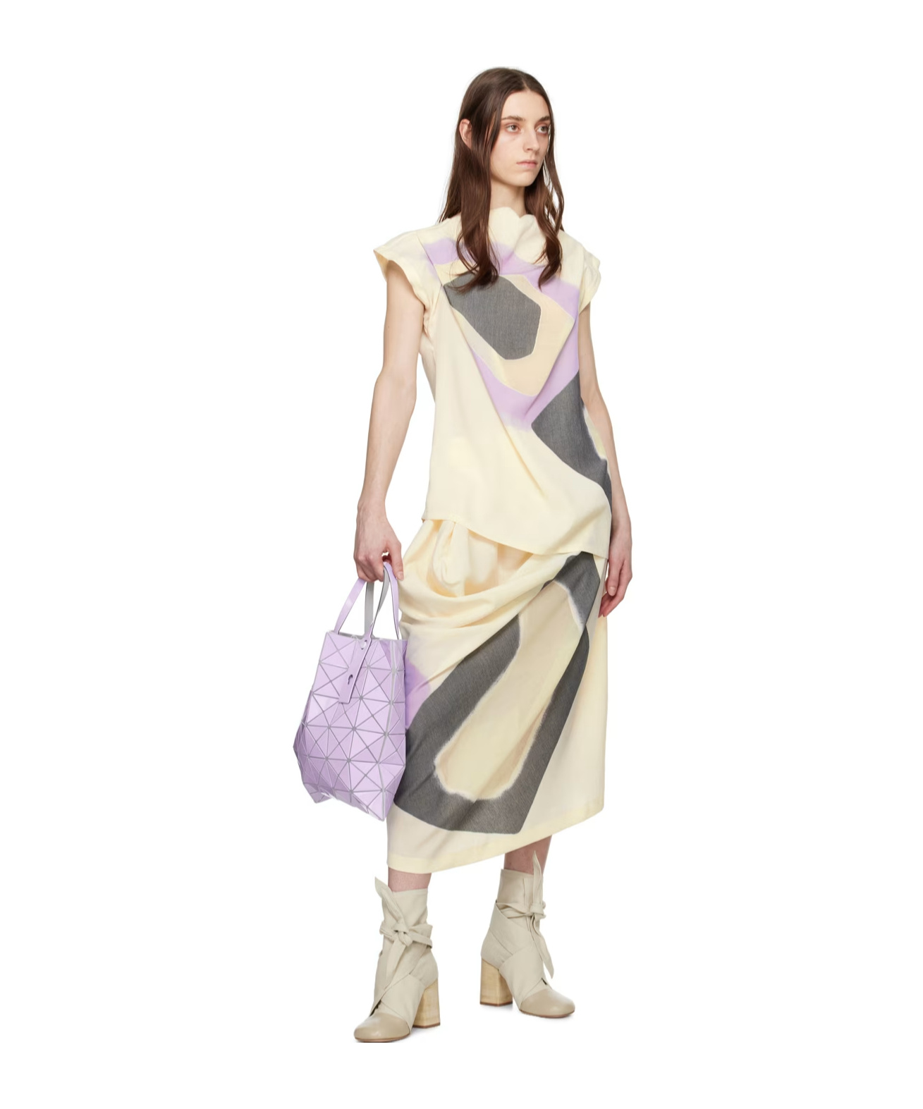Shop Issey Miyake Pattern Printed Skirt In Gray