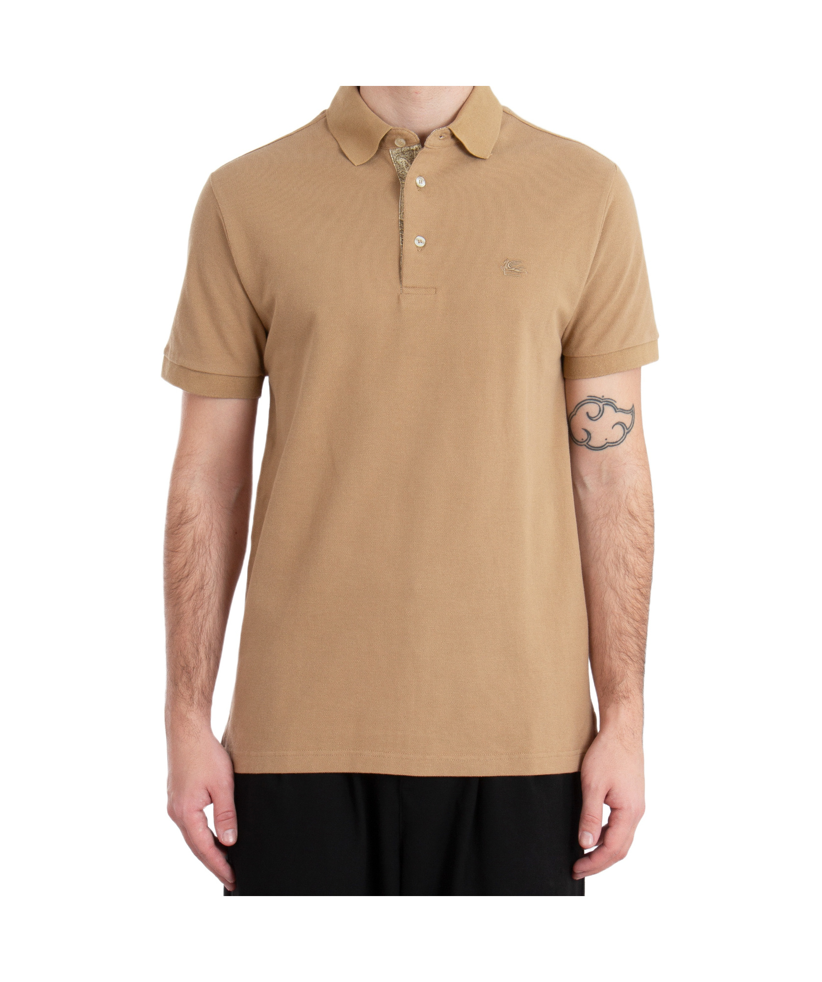Etro Pegaso Embroidered Polo T-shirt In Nude