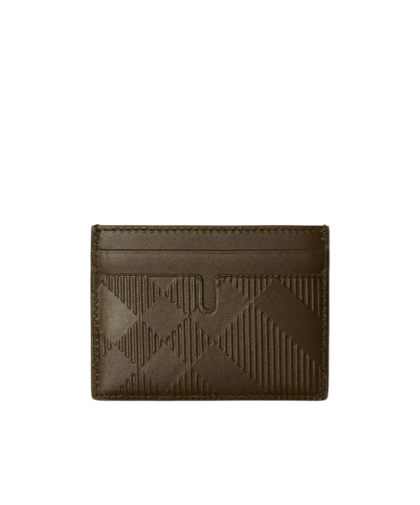 Burberry Check-pattern Leather Card Holder In Brown