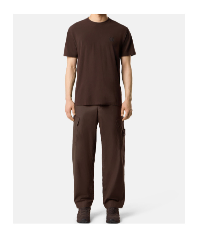 Stone Island Slim-fit T-shirtwith Compass Logo Patch In Brown