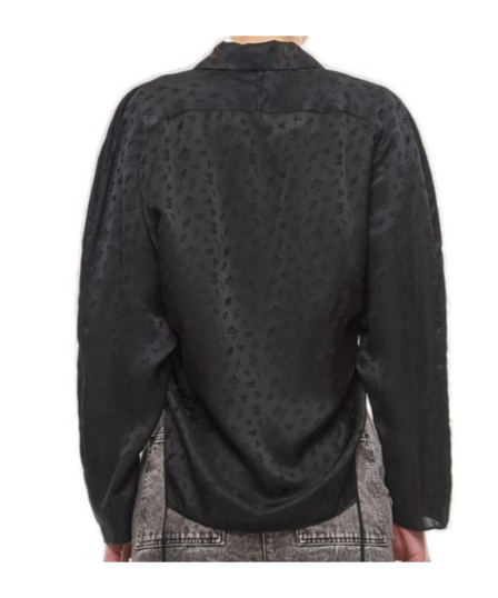Kiko Kostadinov Long-sleeved V-neck Drawstring Blouse In Black