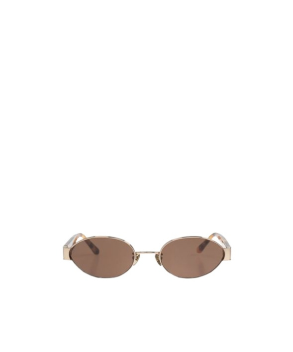 Linda Farrow Sadie Oval Frame Sunglasses In Brown