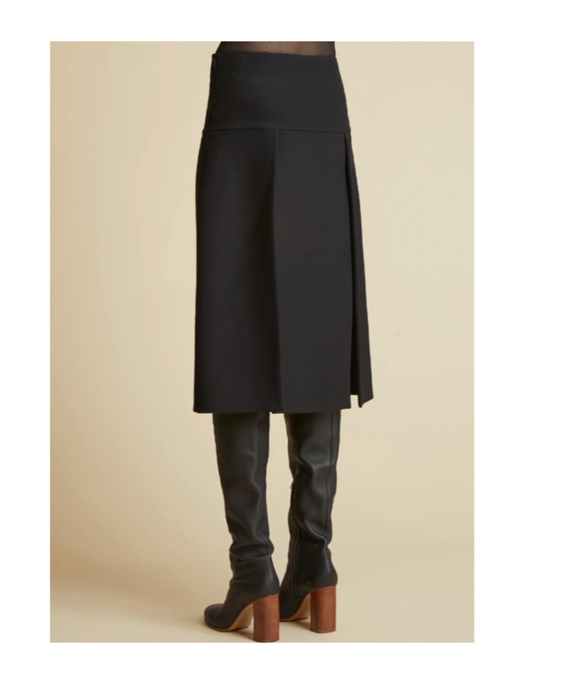 Khaite Kidd Pleated Midi Skirt In Black