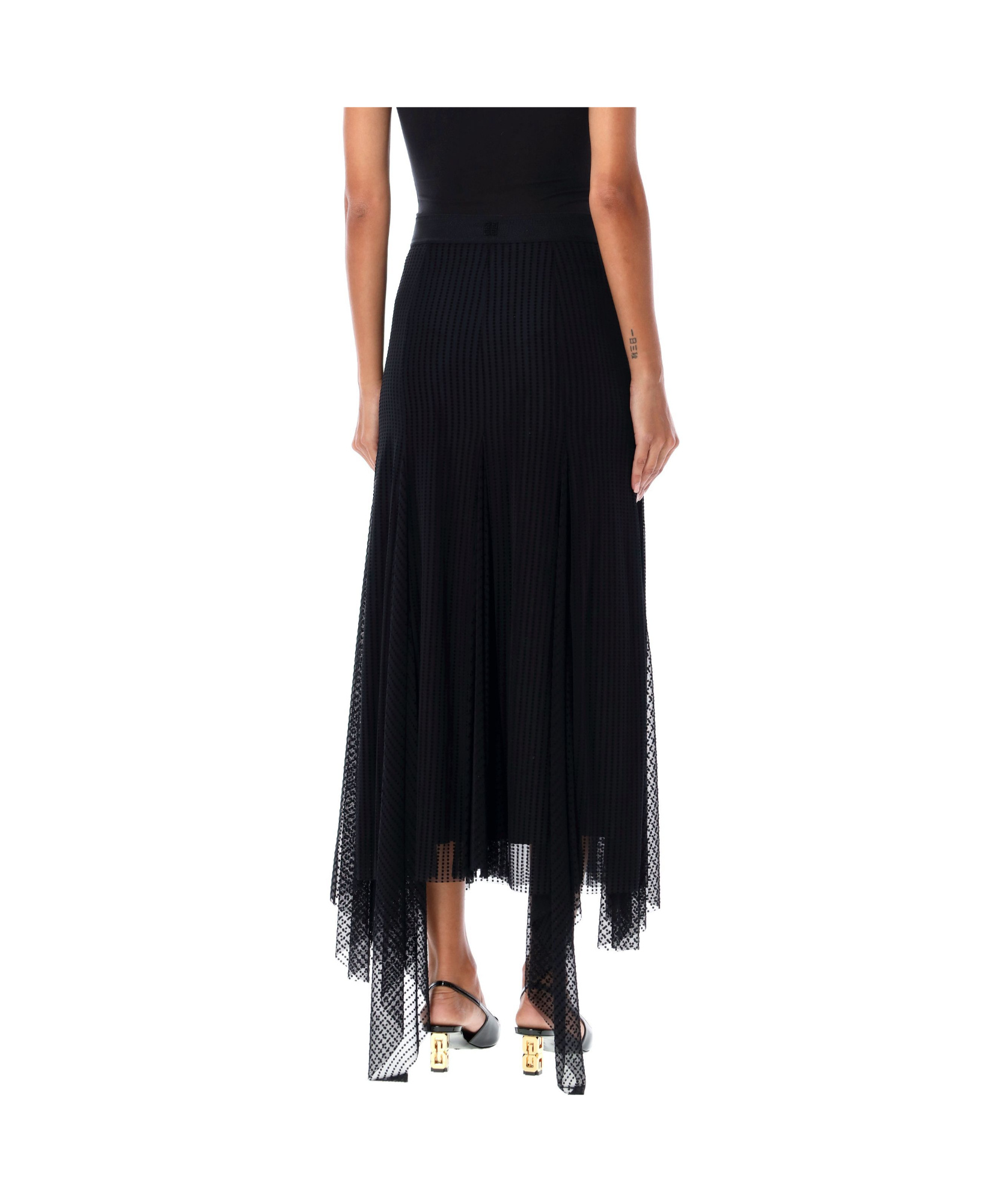 Givenchy Asymmetric Polka Dots Skirt In Tulle In Black