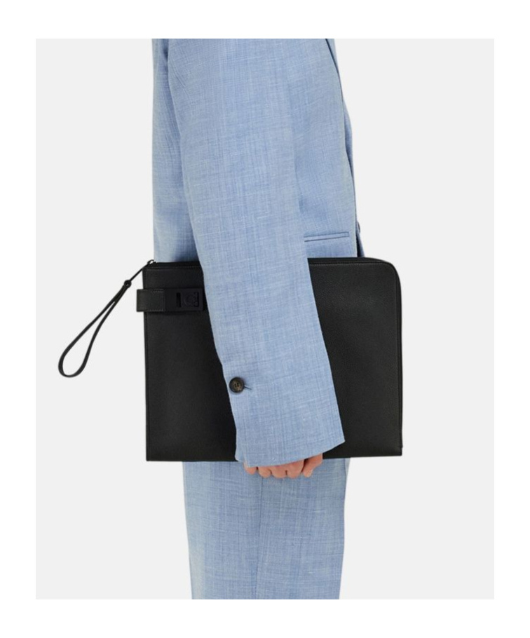 Shop Ferragamo Gancini-buckled Zip-up Clutch Bag In Black