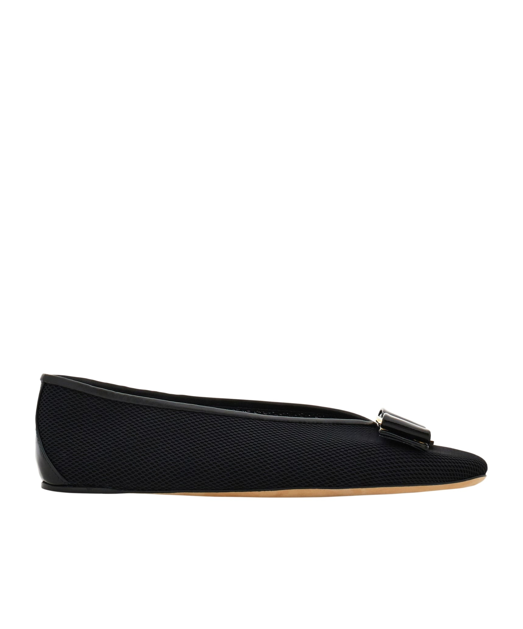 Ferragamo Vanna V Ballerinas In Velvet In Black