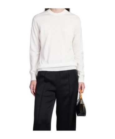 Jil Sander Crew Neck Pullover Sweater In White