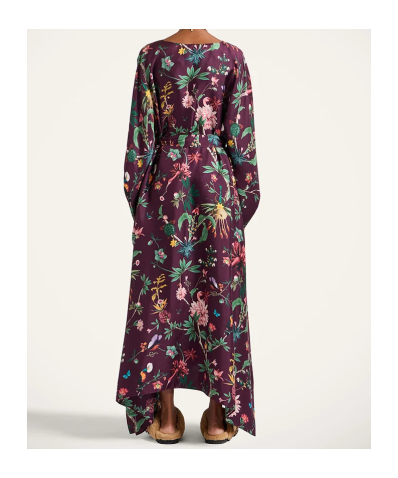 La Doublej La Double J Square Belted Printed Silk Kaftan Dress In Multi