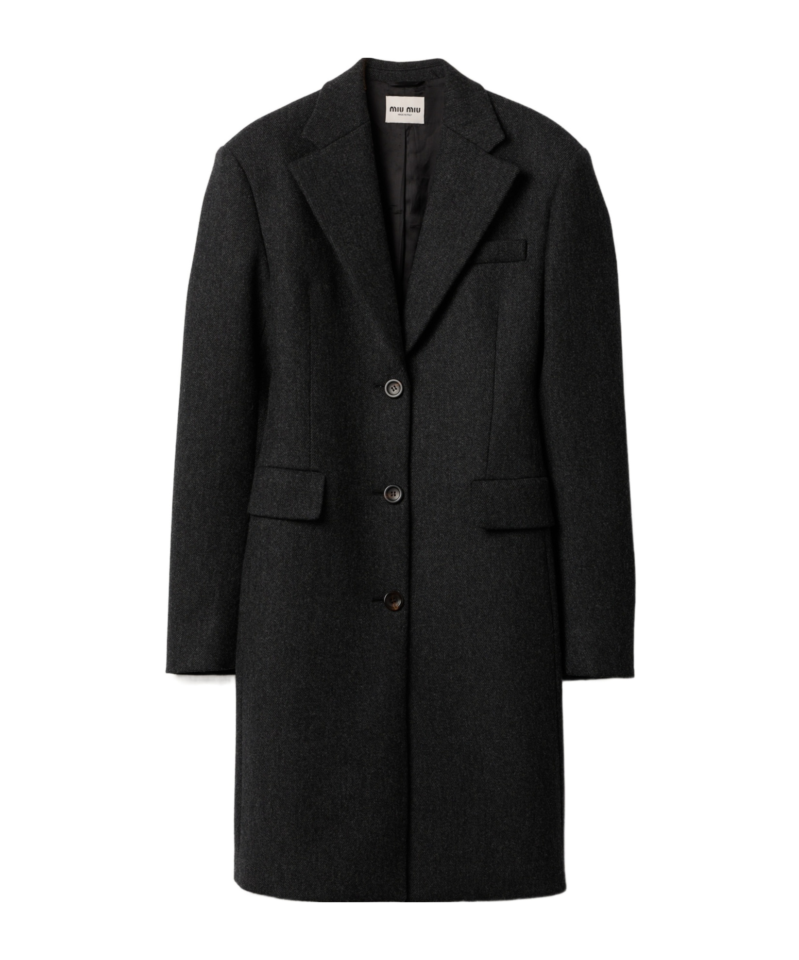 Miu Miu Single-breasted Double Wool Coat In Black