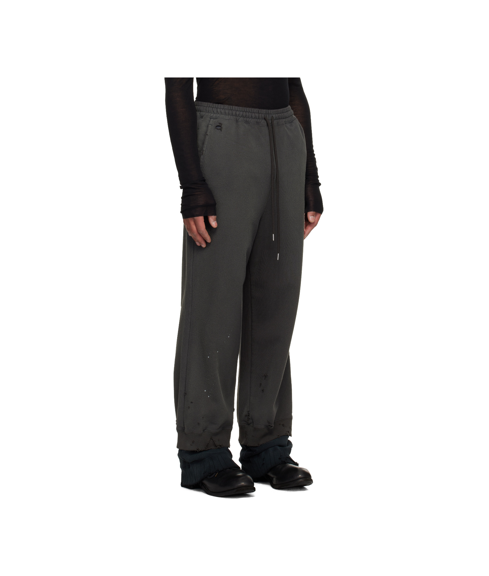 Miharayasuhiro Distressed Track Pants In Black