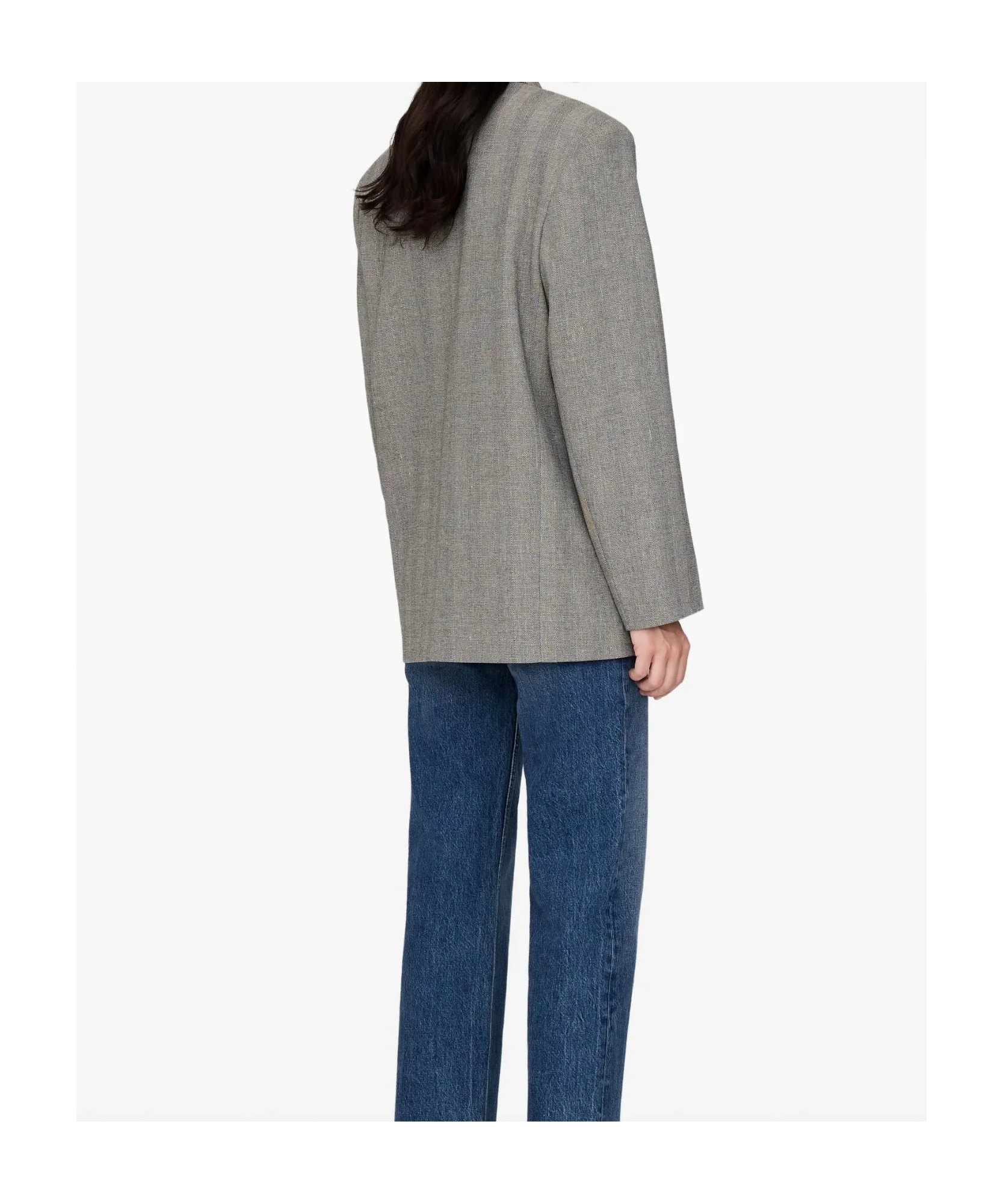 Anine Bing Herringbone Two-button Blazer In Gray