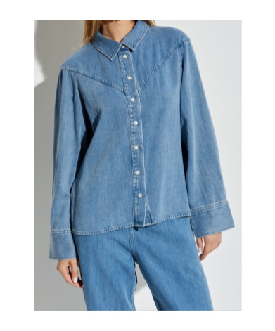 Samsoe & Samsoe Samos Denim Button-up Shirt In Blue