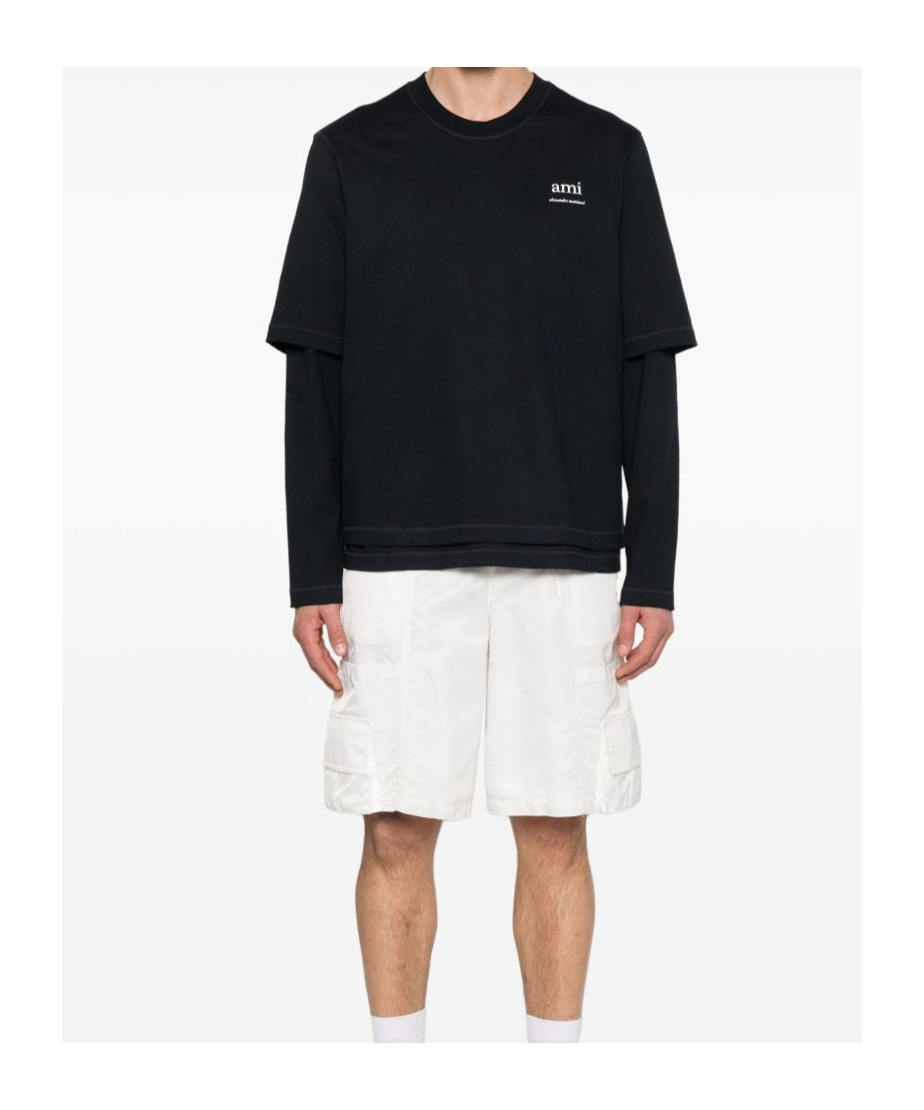 AMI ALEXANDRE MATTIUSSI AMI PARIS LOGO PRINTED CREWNECK T-SHIRT