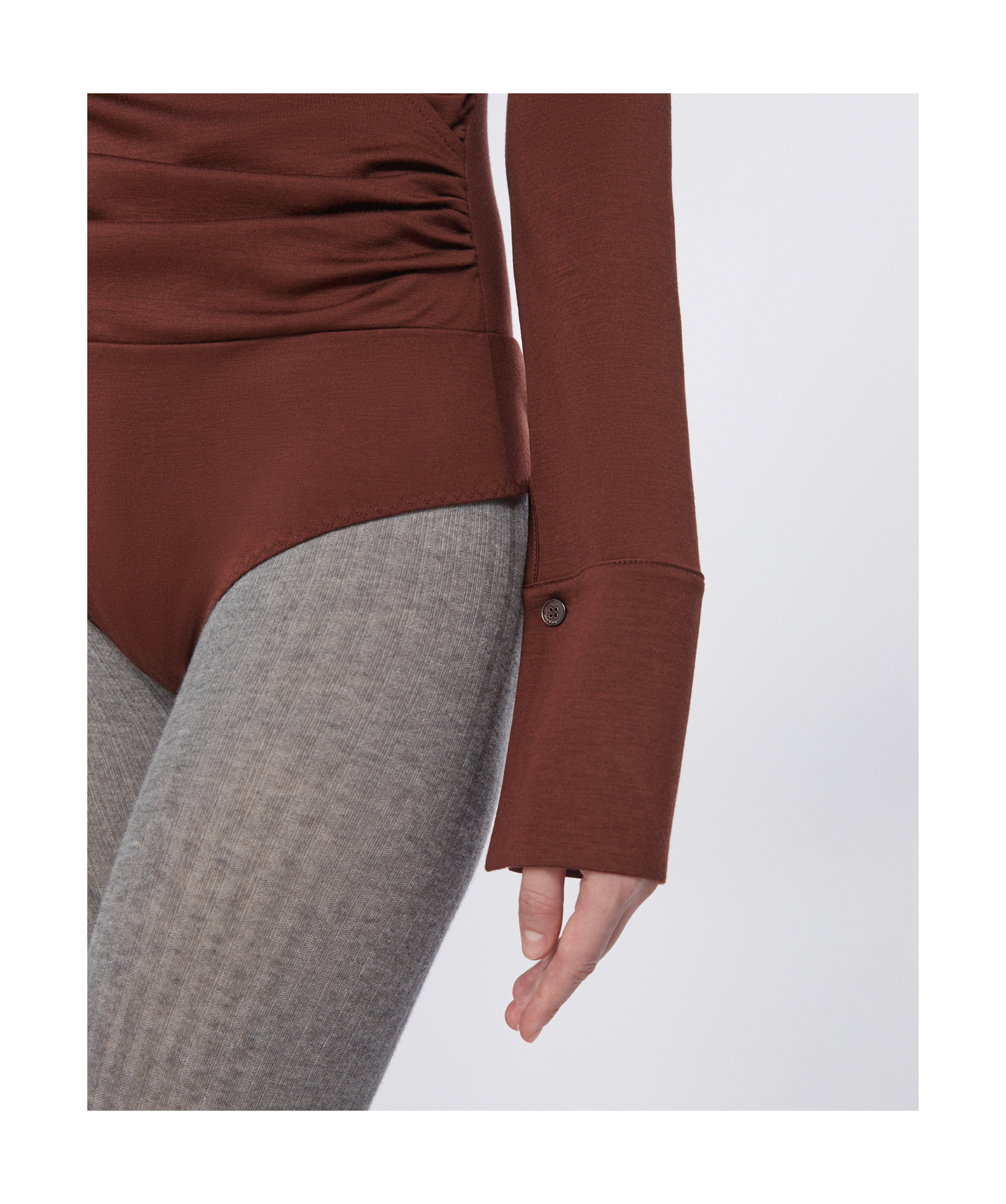 Max Mara Wool Jersey Bodysuit In Brown